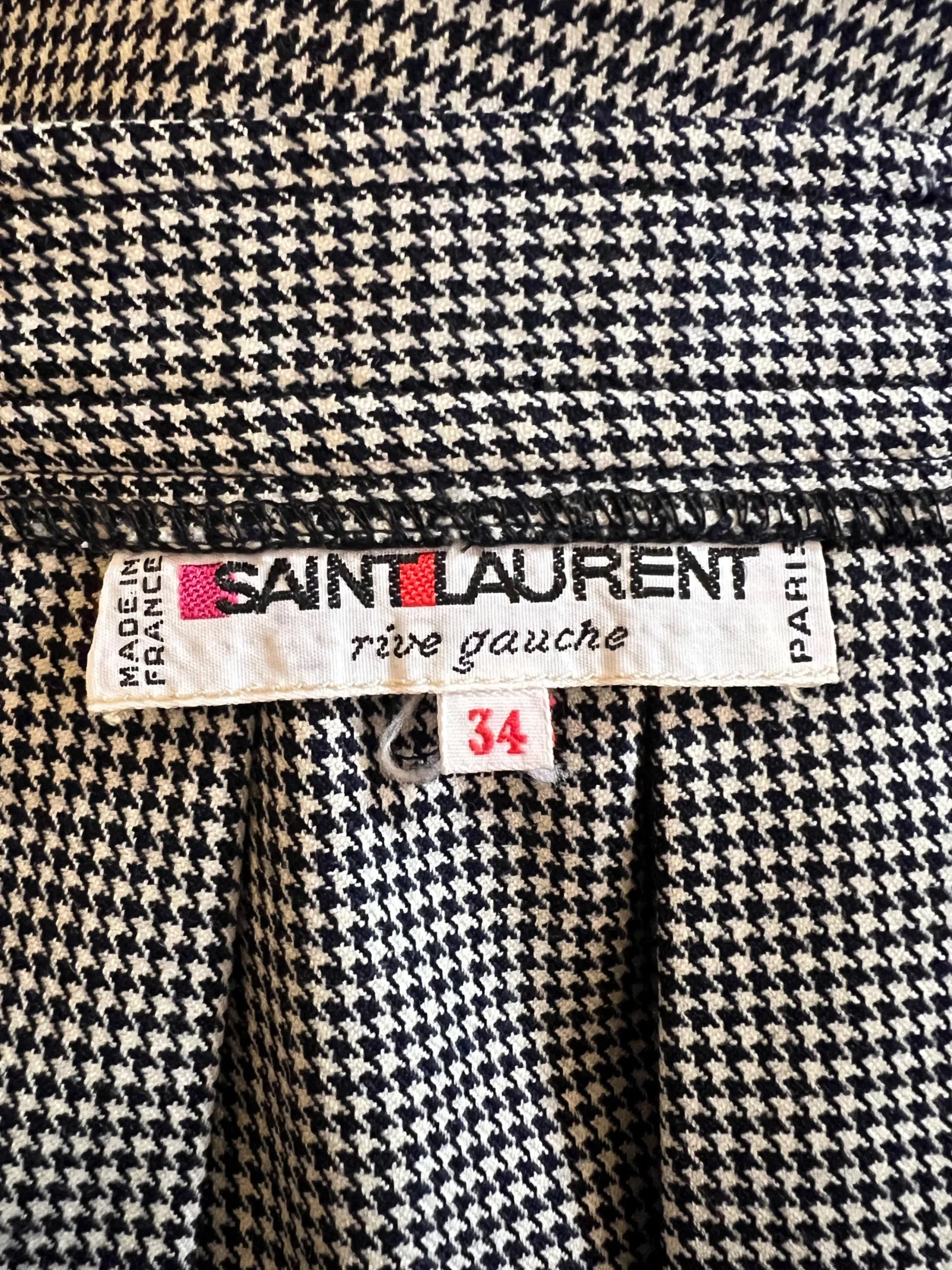 1980s Yves Saint Laurent Navy Houndstooth Mini-Skirt