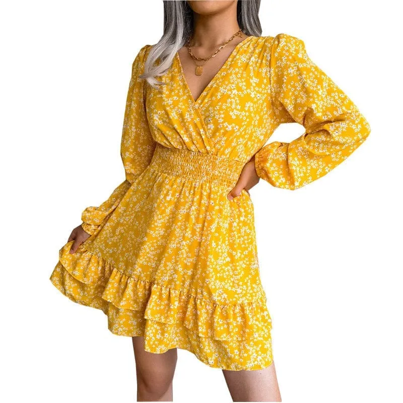 2022 New Fashion Spring And Summer Sexy Floral Chiffon Dress
