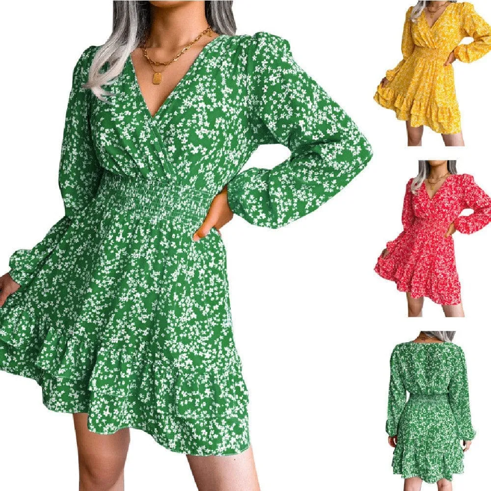2022 New Fashion Spring And Summer Sexy Floral Chiffon Dress