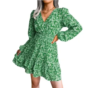 2022 New Fashion Spring And Summer Sexy Floral Chiffon Dress