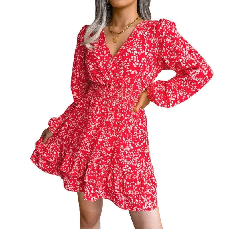 2022 New Fashion Spring And Summer Sexy Floral Chiffon Dress