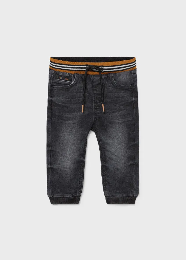 2534 Mayoral Boys Soft Denim Joggers, Black