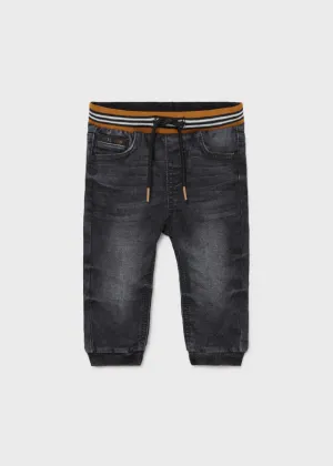 2534 Mayoral Boys Soft Denim Joggers, Black