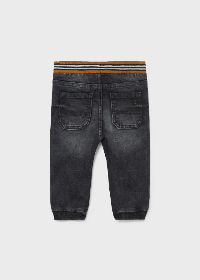 2534 Mayoral Boys Soft Denim Joggers, Black