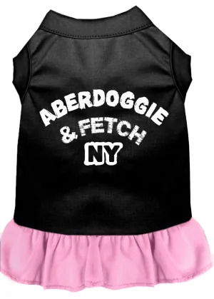 Aberdoggie Ny Screen Print Dog Dress Black With Light Pink Xs