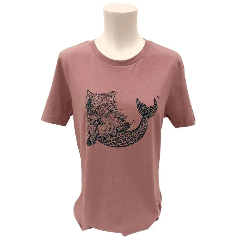 Adult Relaxed Fit - Mer-Cat Vintage Mauve Tee (S - 2X) by Slow Loris