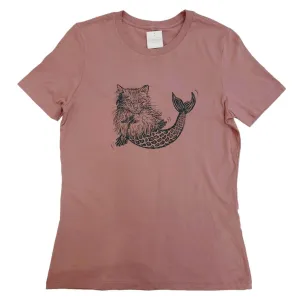 Adult Relaxed Fit - Mer-Cat Vintage Mauve Tee (S - 2X) by Slow Loris
