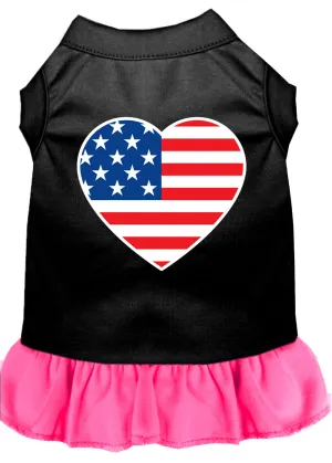 American Flag Heart Screen Print Dress Black With Bright Pink Xxxl