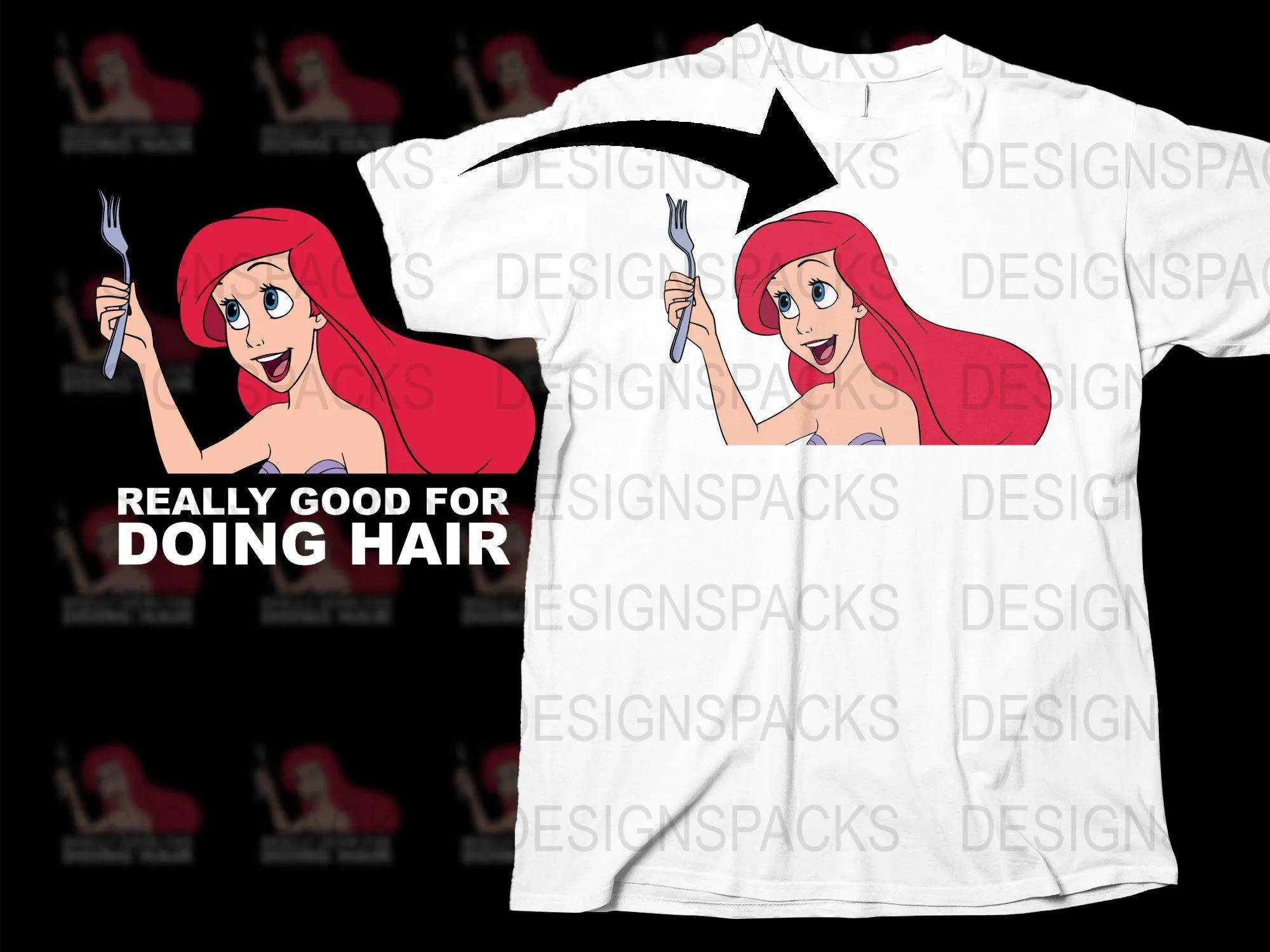 Ariel Princess Graphic Design Png Digital Download