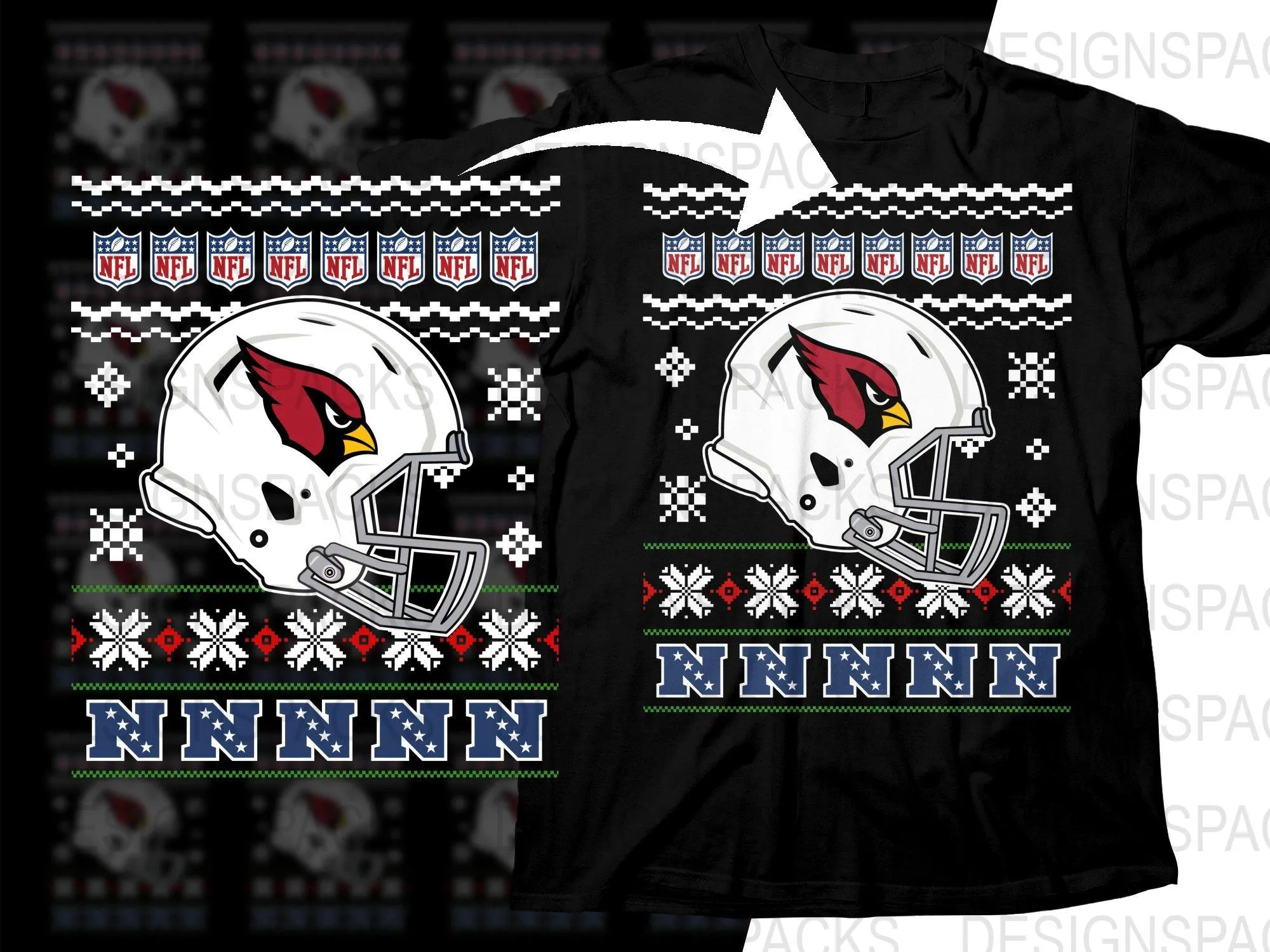 Arizona Cardinals Christmas Themed Football Png Digital Download