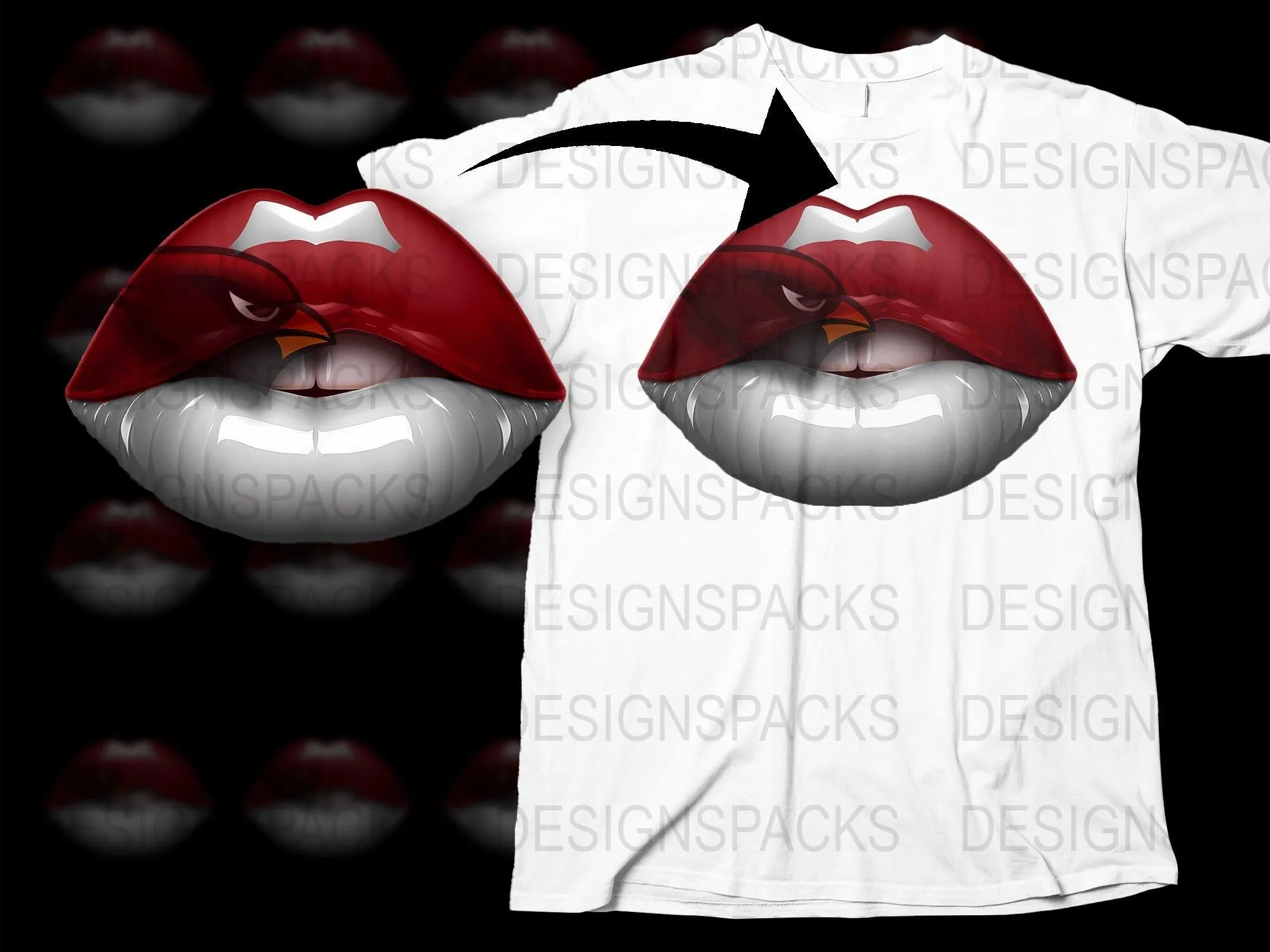 Arizona Cardinals Lips Graphic Design Png Digital Download