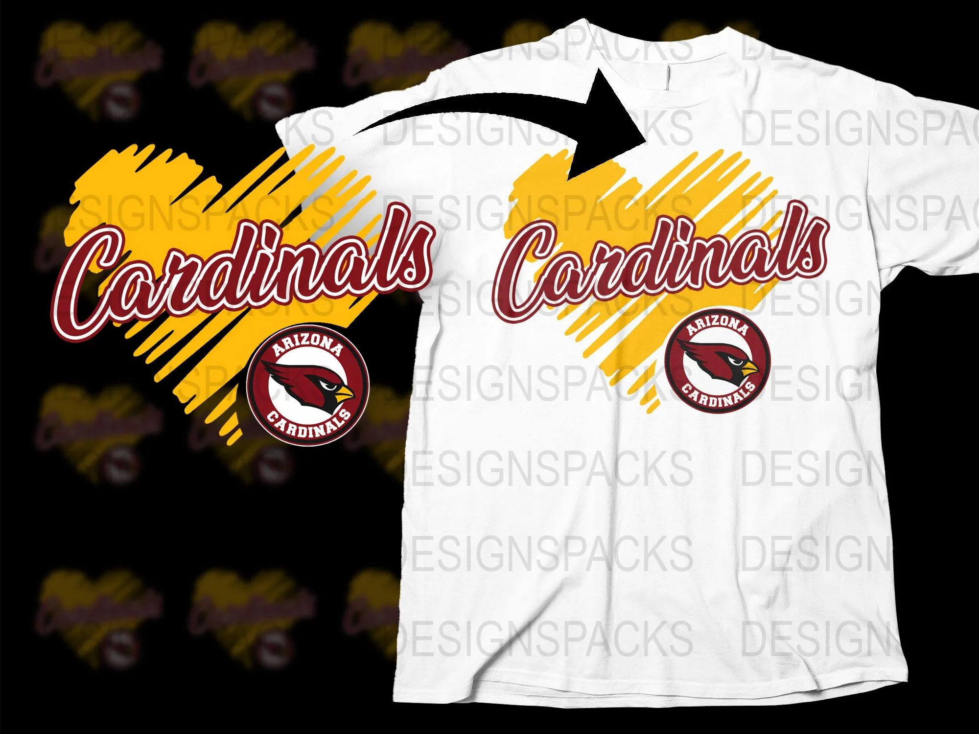 Arizona Cardinals Stylish Logo Design Png Digital Download