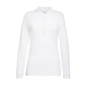 BA141-L Brook Taverner Anna Womens Long Sleeve Polo Shirt White Size L