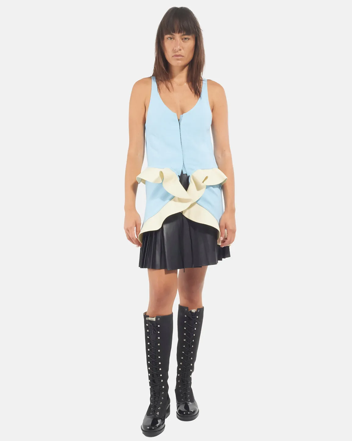 Balenciaga Light Blue & Cream Mini Dress - 36