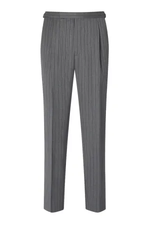 Black & Grey Pleated Morning Stripe Trousers