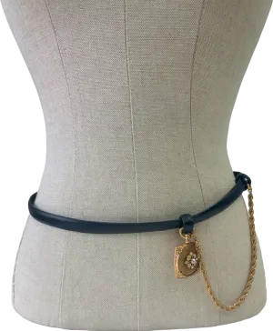 Black Belt with Gold Chain and Locket Pendant UK Medium