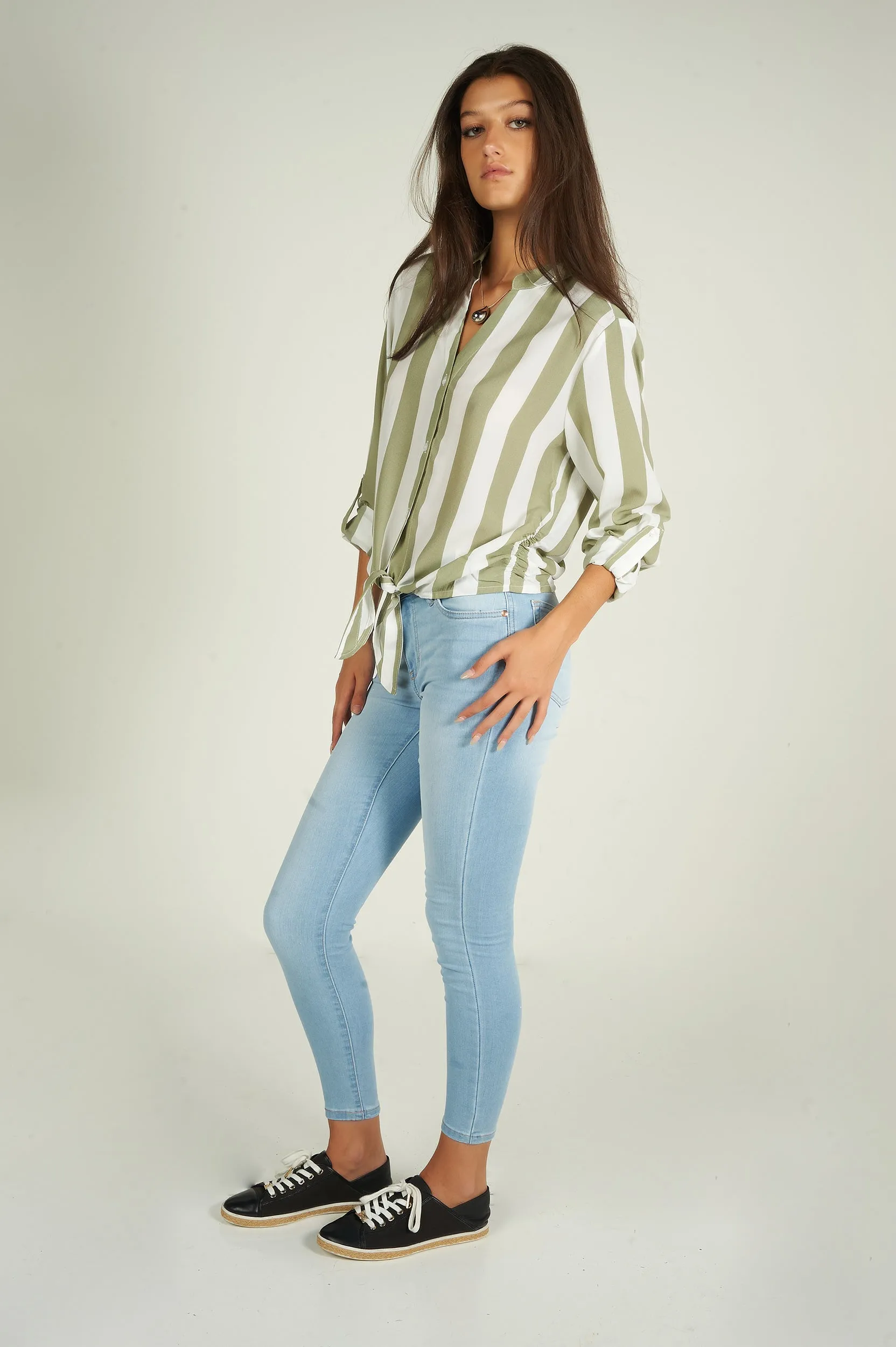 Blouse courte rayée - CARMEL-X2R - (E-C2)