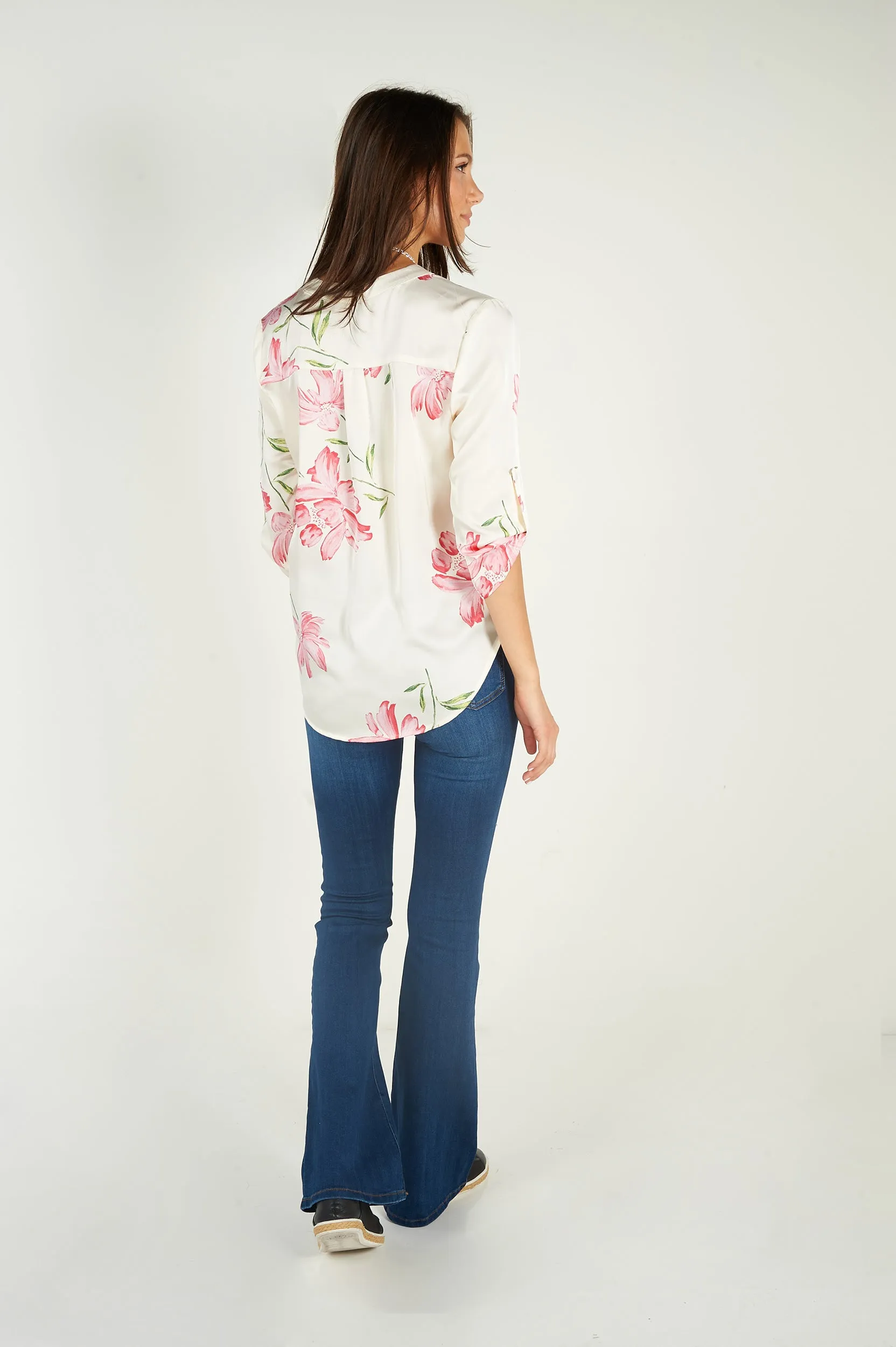 Blouse fleurie en satin - ARIS-28 - (R-B9)