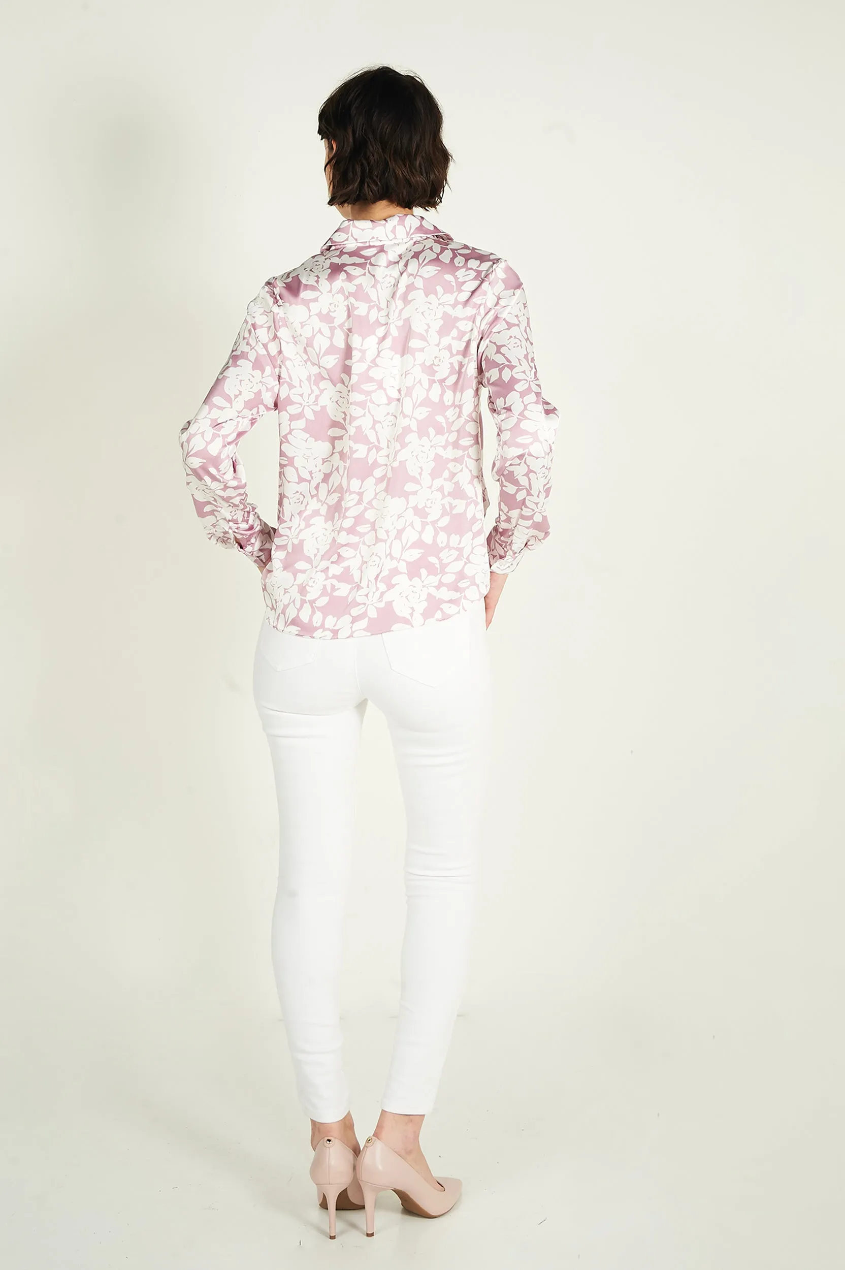 Blouse fleurie en satin - DALPHINA-I - (E-B2)