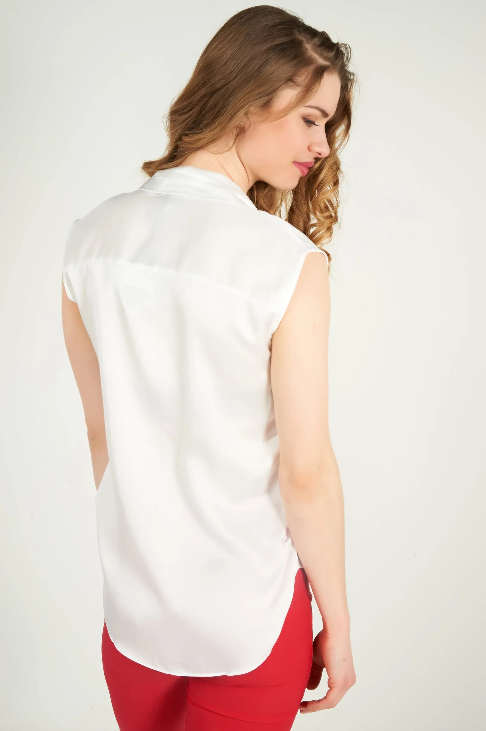 Blouse sans manches en satin - KASIA-W1 - (E-B1) - VENTE FINALE