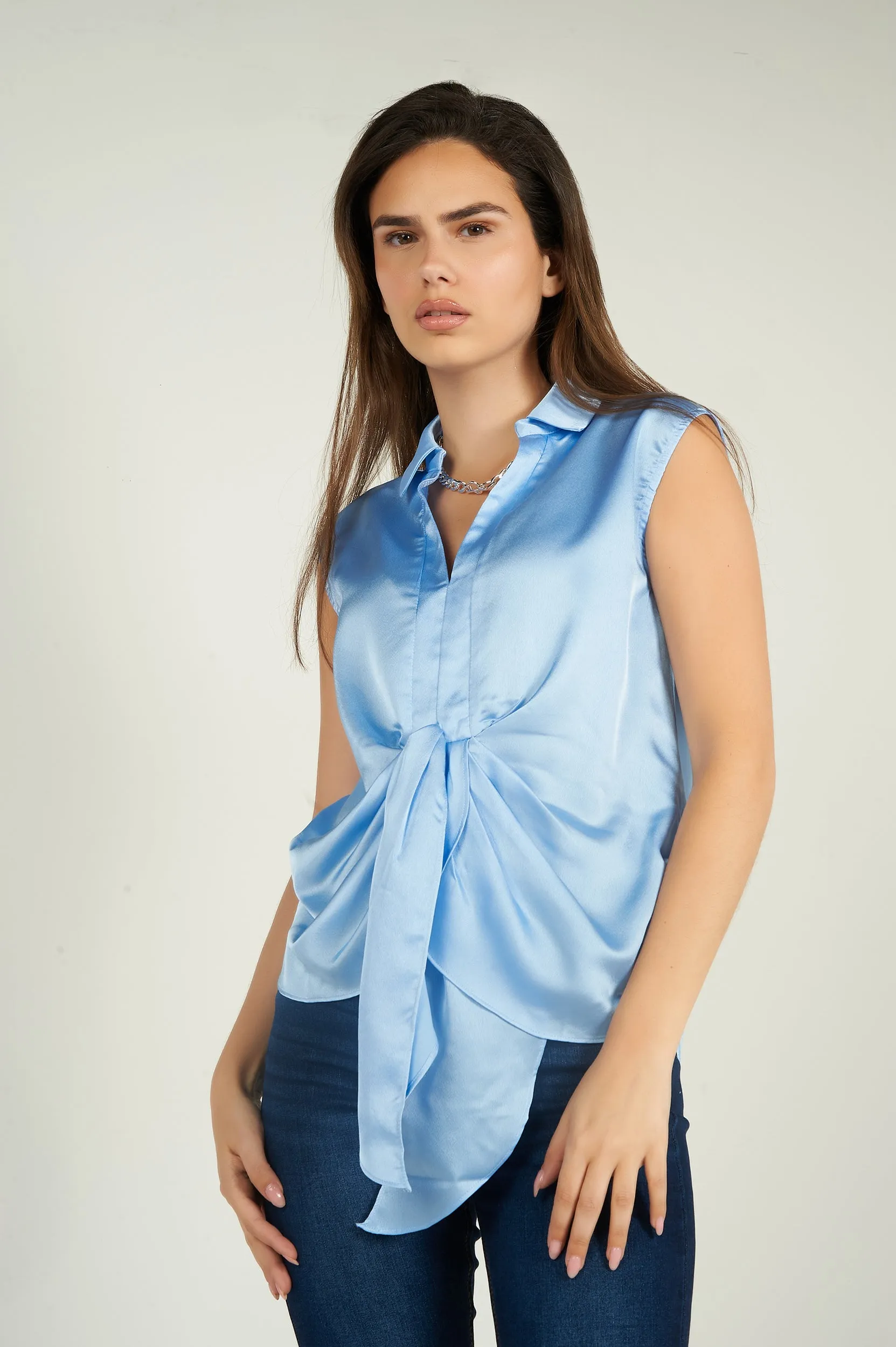 Blouse sans manches en satin - KASIA-W1 - (E-B1) - VENTE FINALE