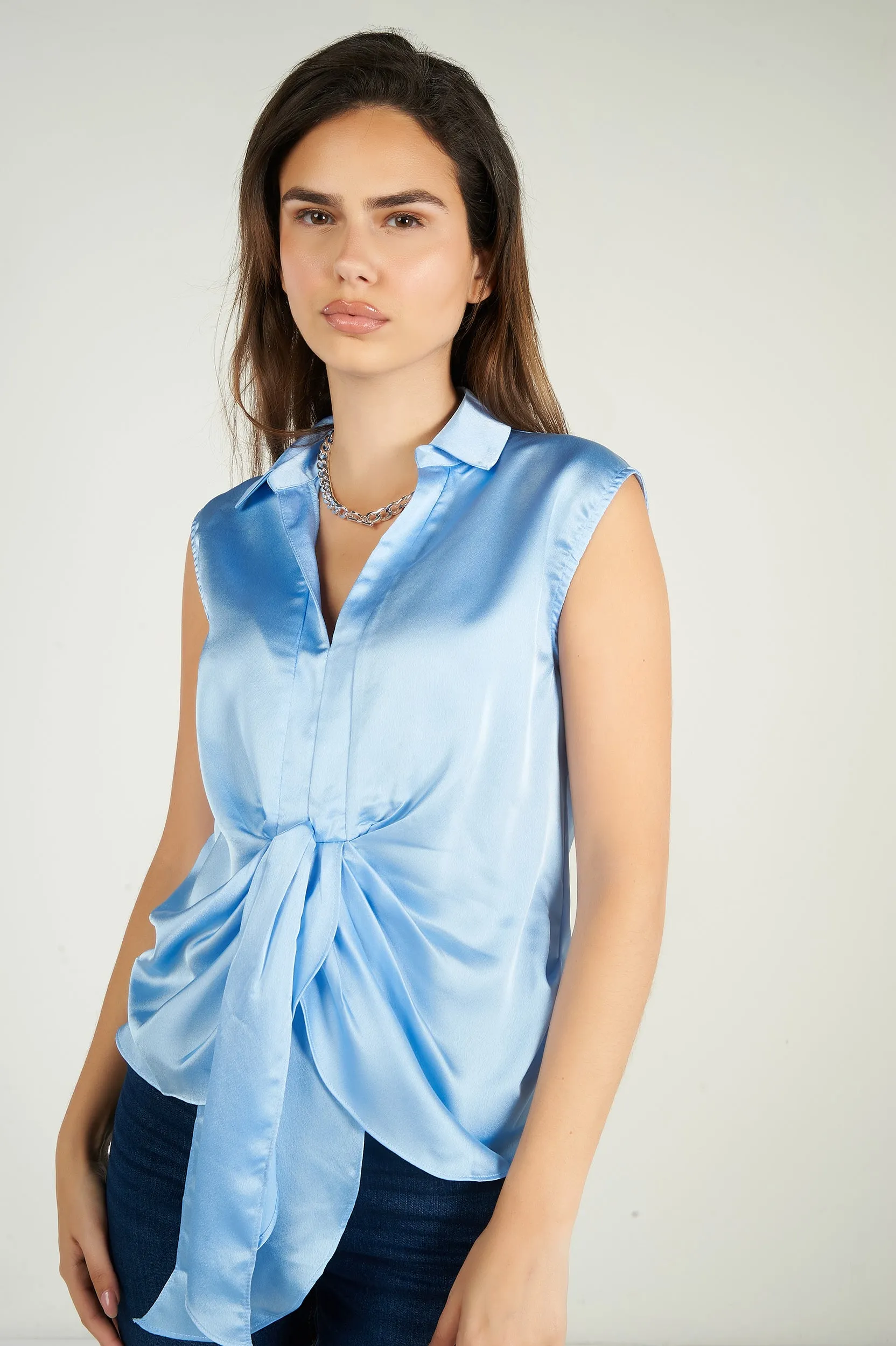 Blouse sans manches en satin - KASIA-W1 - (E-B1) - VENTE FINALE