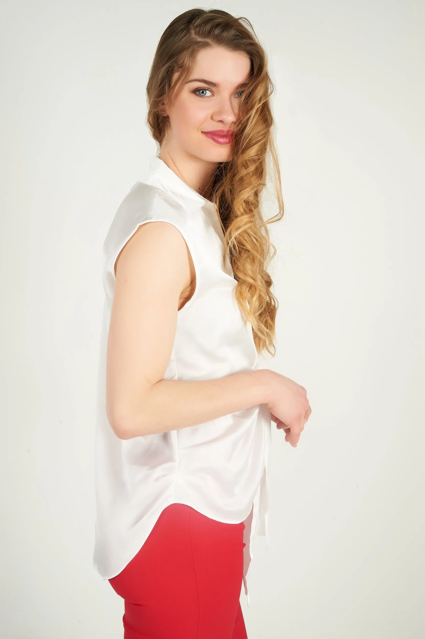 Blouse sans manches en satin - KASIA-W1 - (E-B1) - VENTE FINALE