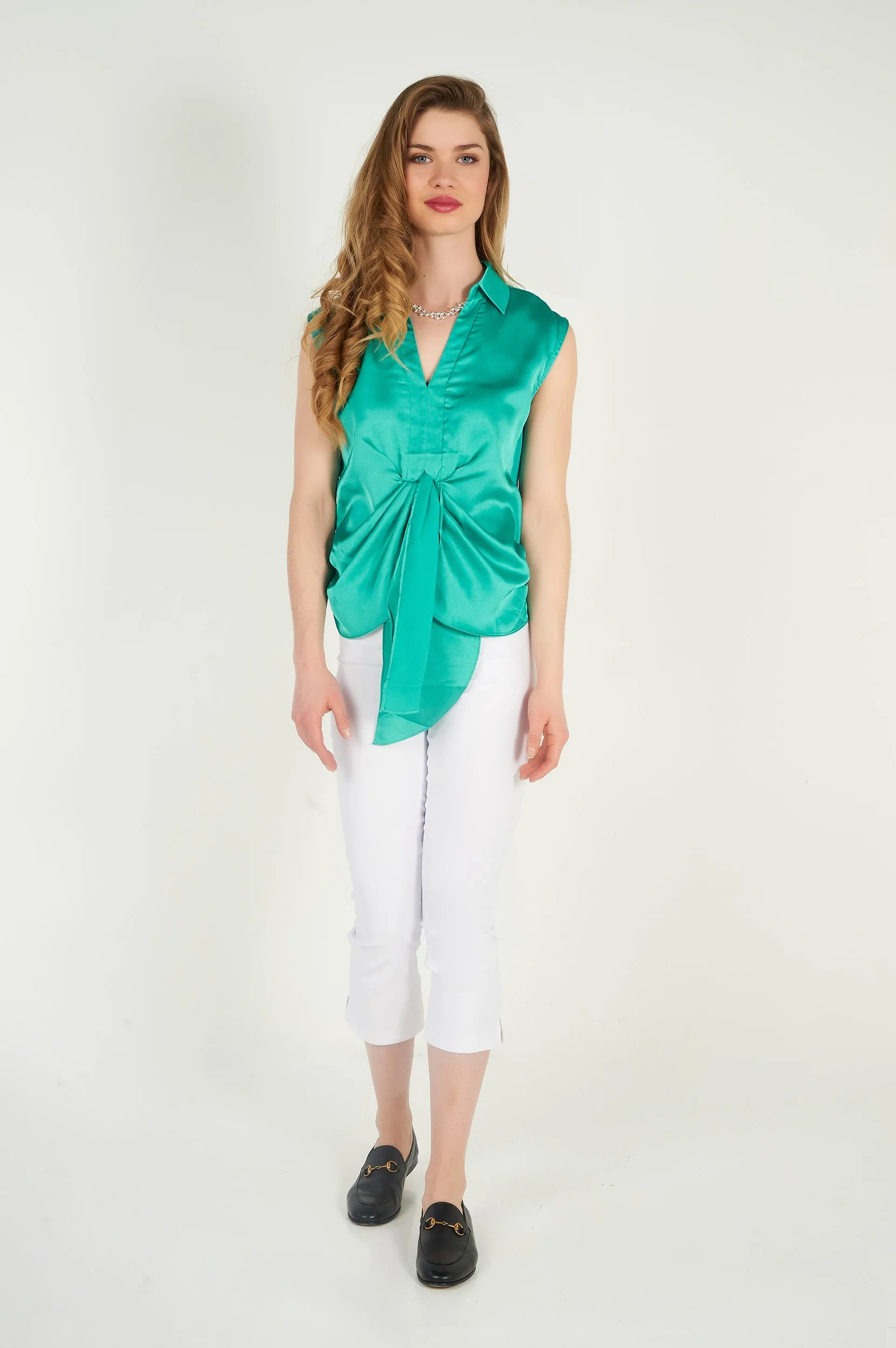Blouse sans manches en satin - KASIA-W1 - (E-B1) - VENTE FINALE