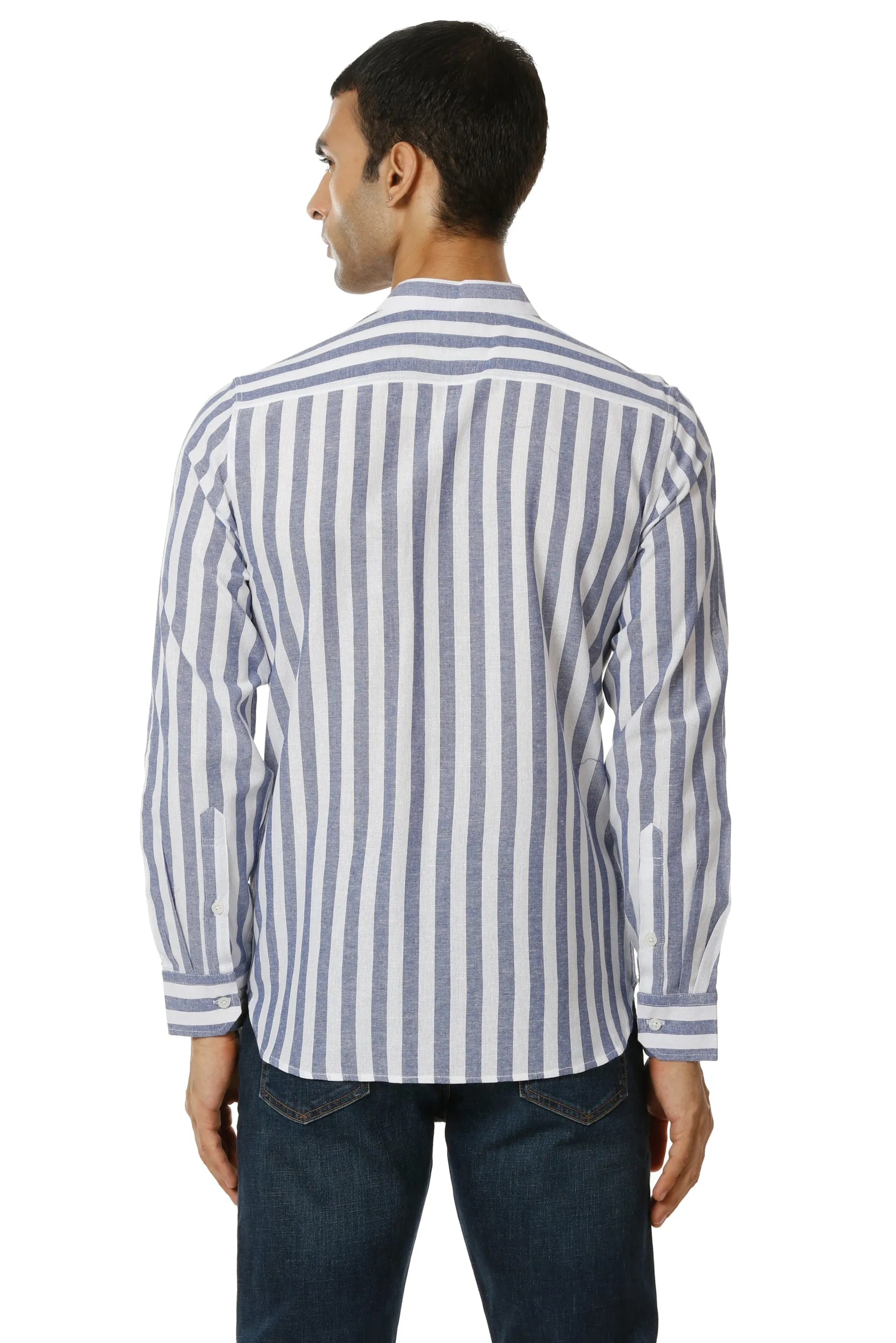 Blue Stripe Cotton Casual Shirt