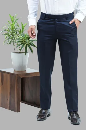 Bluebird Men's Blue Dobby Formal Trouser