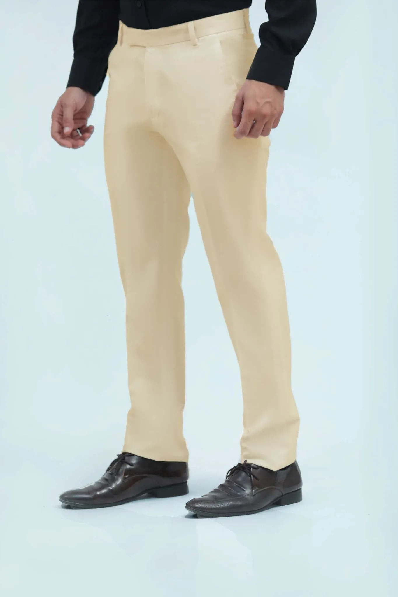 Bluebird Men's Cream Formal Trousers