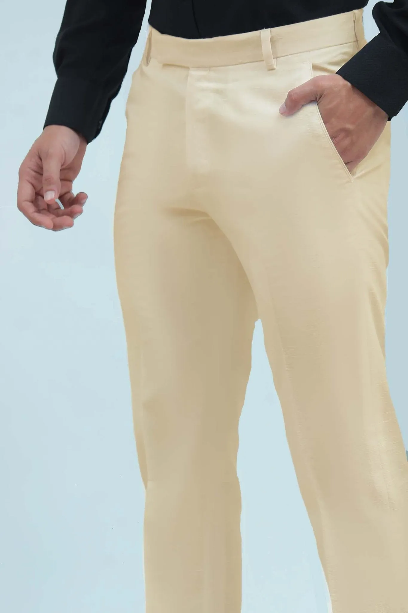 Bluebird Men's Cream Formal Trousers