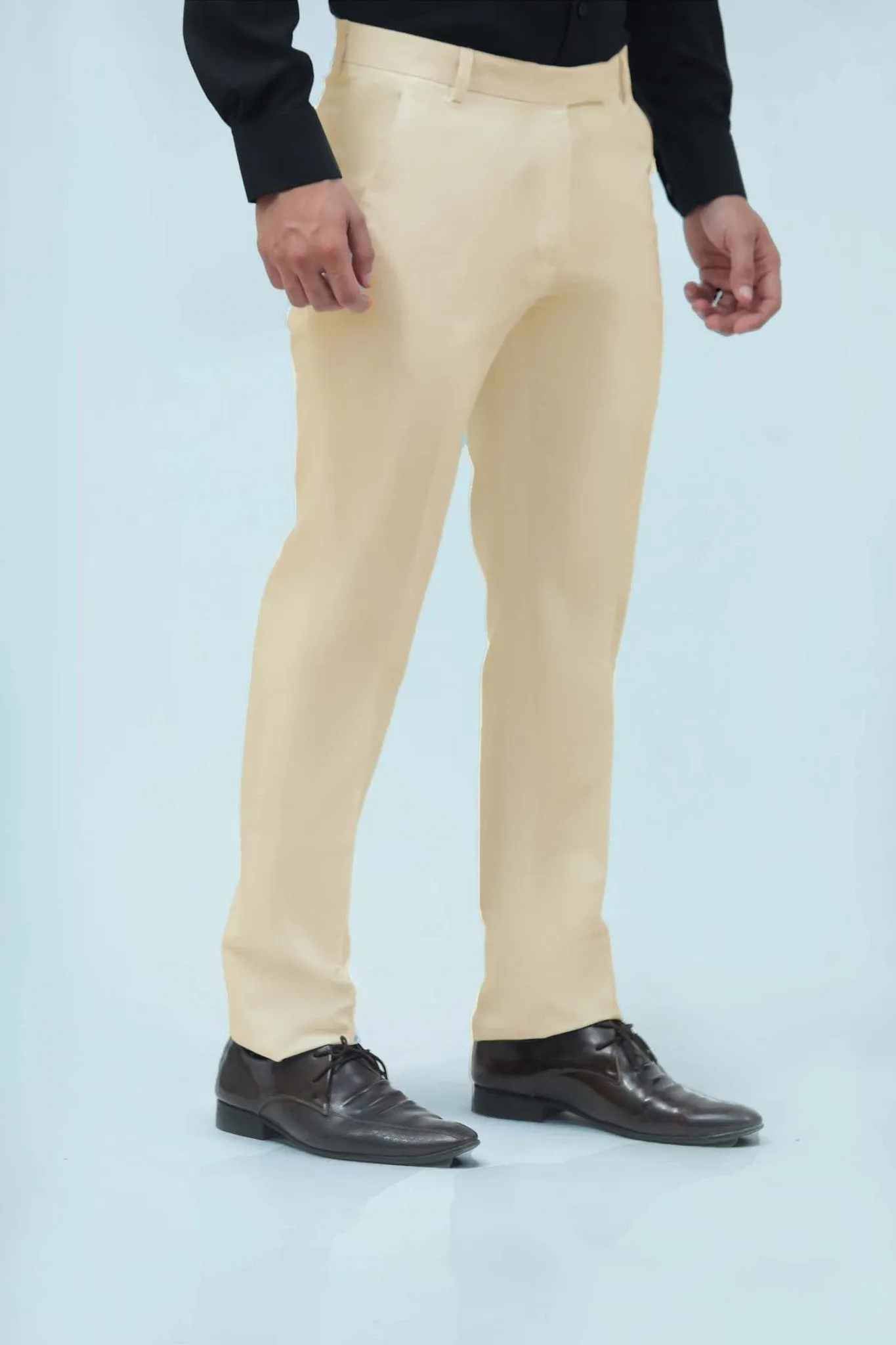 Bluebird Men's Cream Formal Trousers