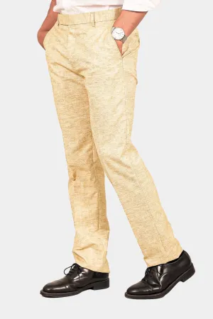 Bluebird Men's Cream Linen Formal Trouser