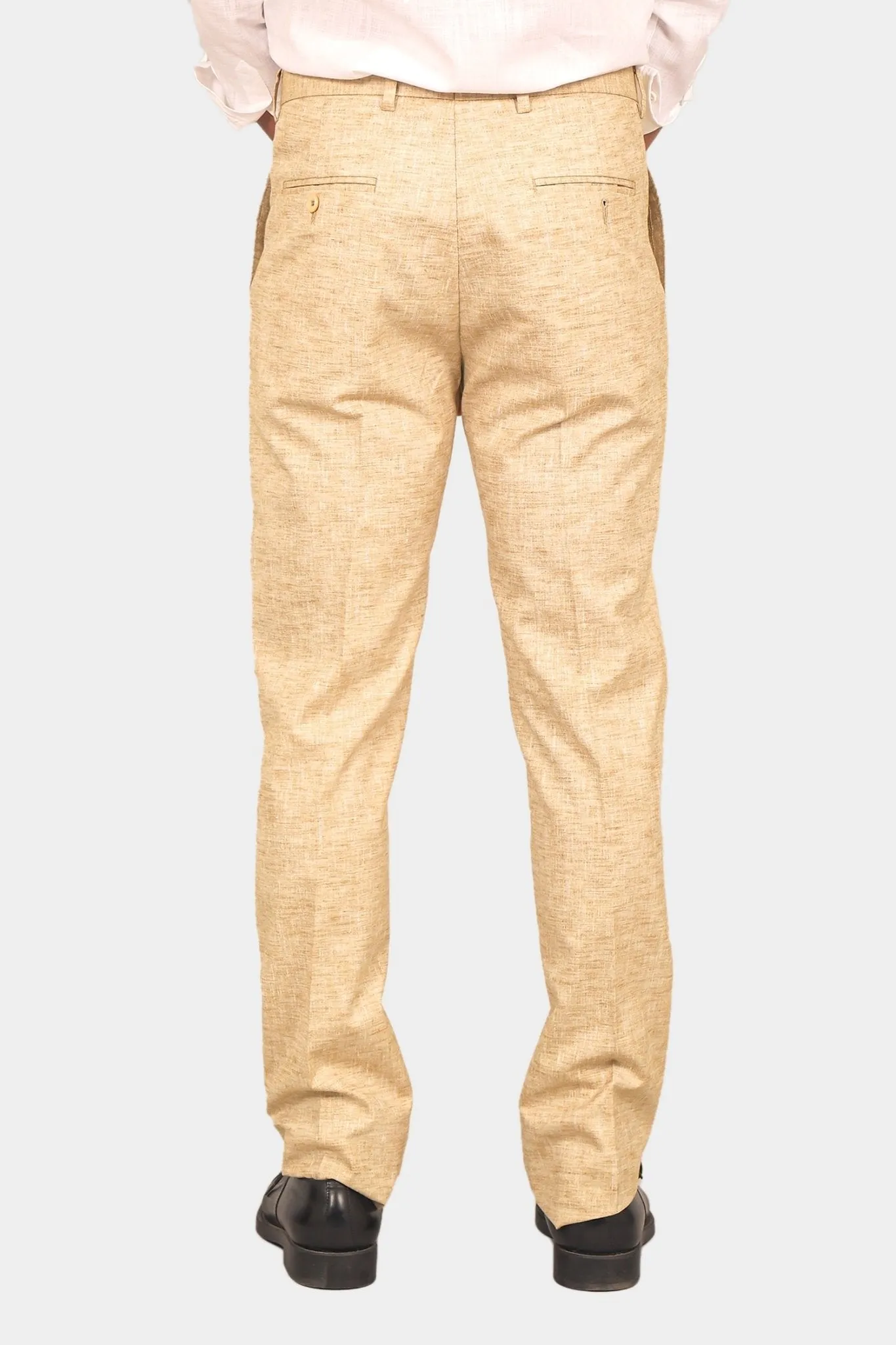 Bluebird Men's Cream Linen Formal Trouser