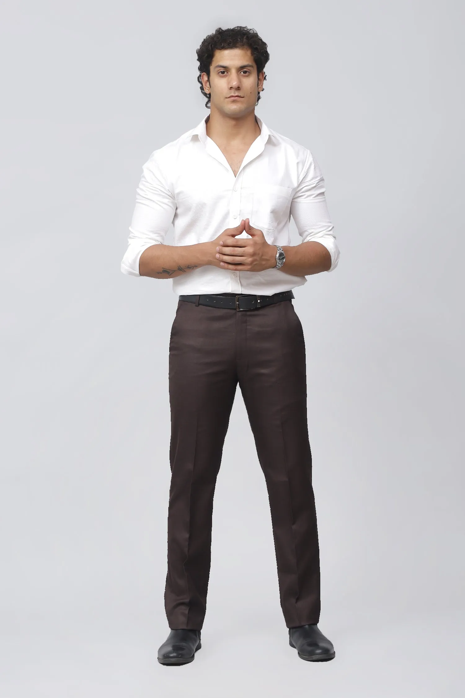 Bluebird Men's Rich Chocolate Brown Work Formal Trousers