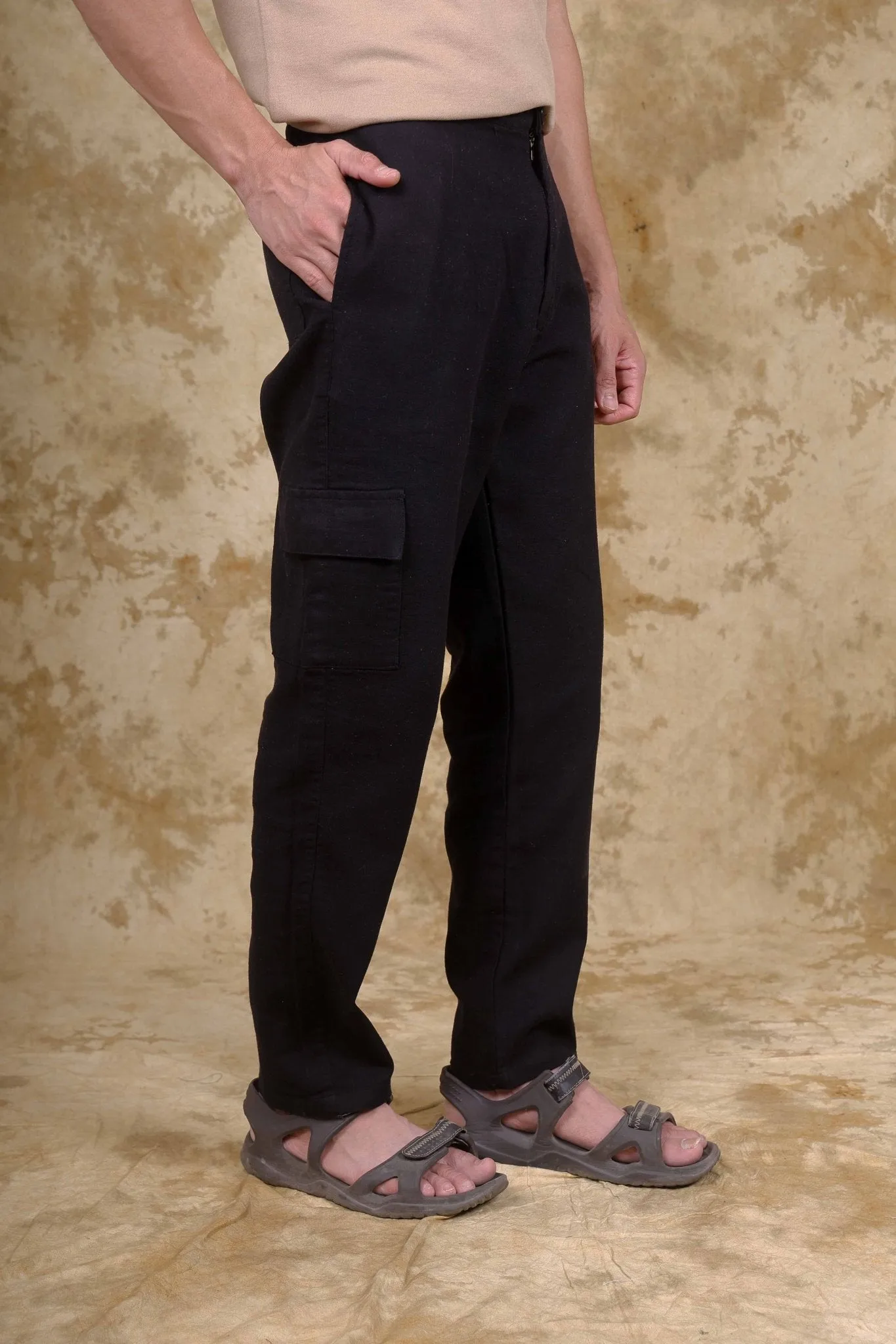 Bluebird Men's Slim Fit Cotton Cargo Pant Black