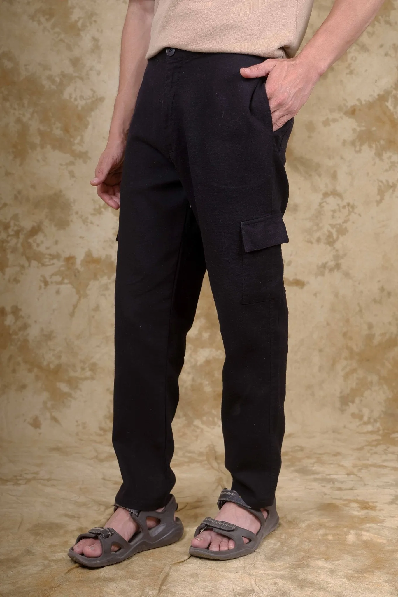 Bluebird Men's Slim Fit Cotton Cargo Pant Black