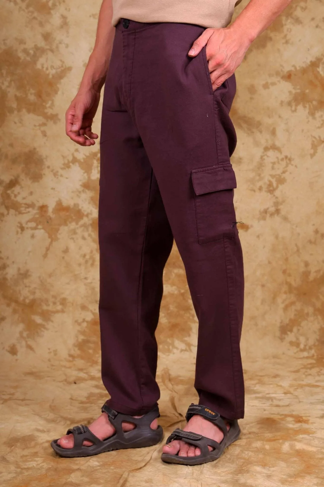 Bluebird Men's Slim Fit Cotton Cargo Pant Maroon