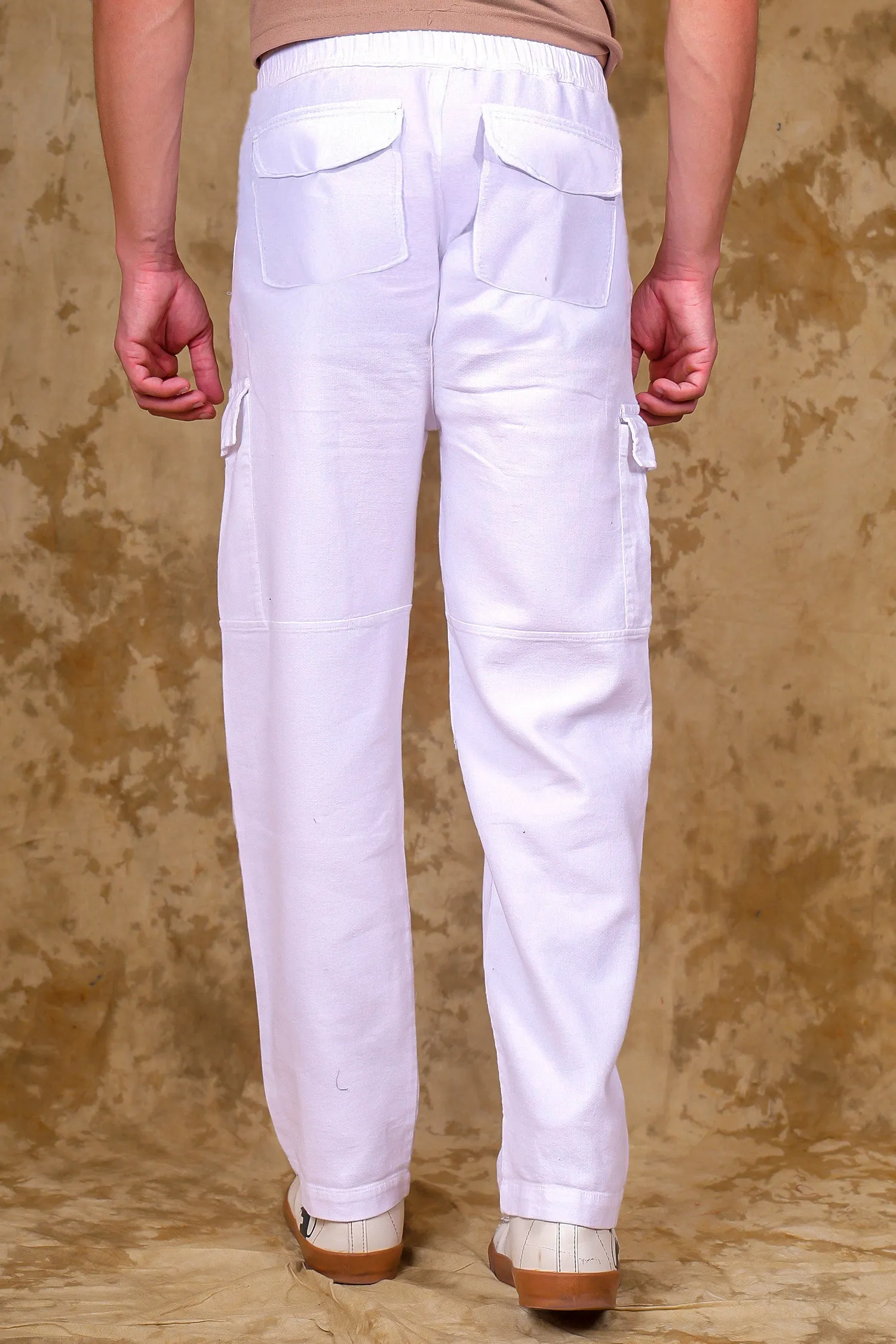 Bluebird Men's Slim Fit Cotton Cargo Pant White