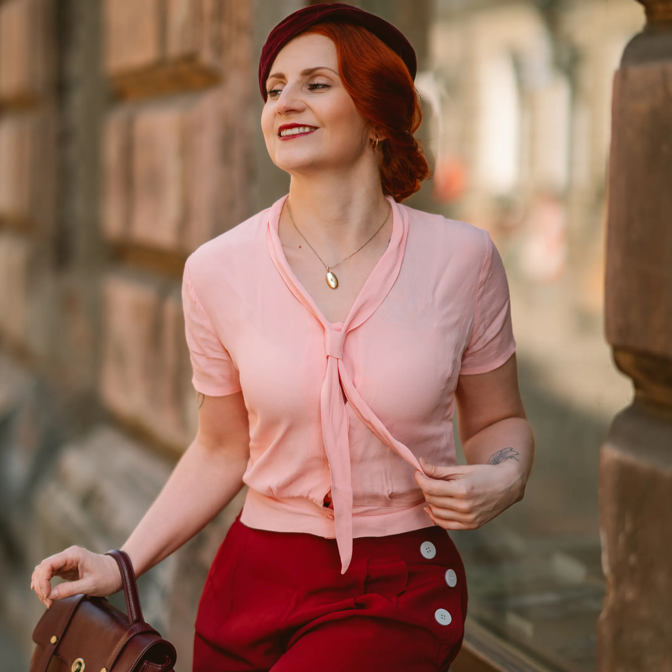 Bonnie Sailor Blouse Short Sleeve in Blossom Pink