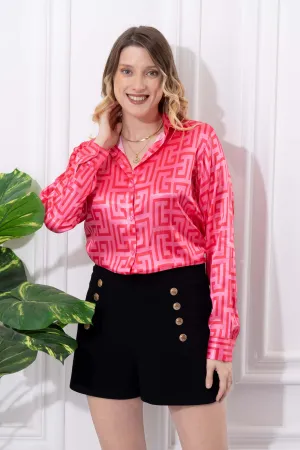 Bossy Dark Pink Satin Shirt