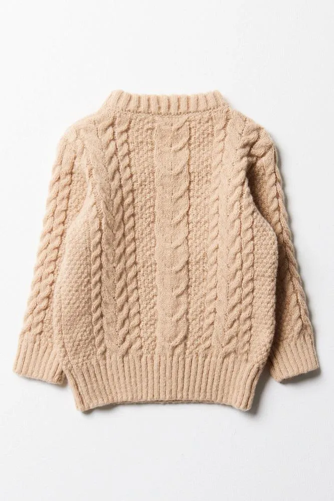 Cable Crew Neck Jersey Natural