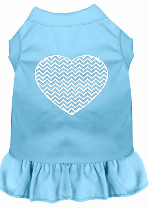Chevron Heart Screen Print Dress Baby Blue Lg