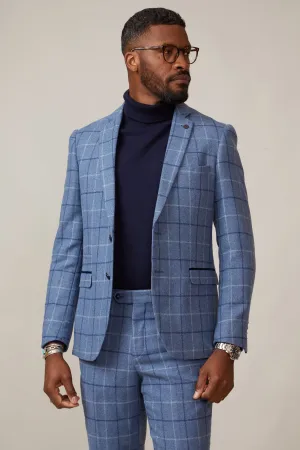 CLINTON - Blue Tweed Check Blazer