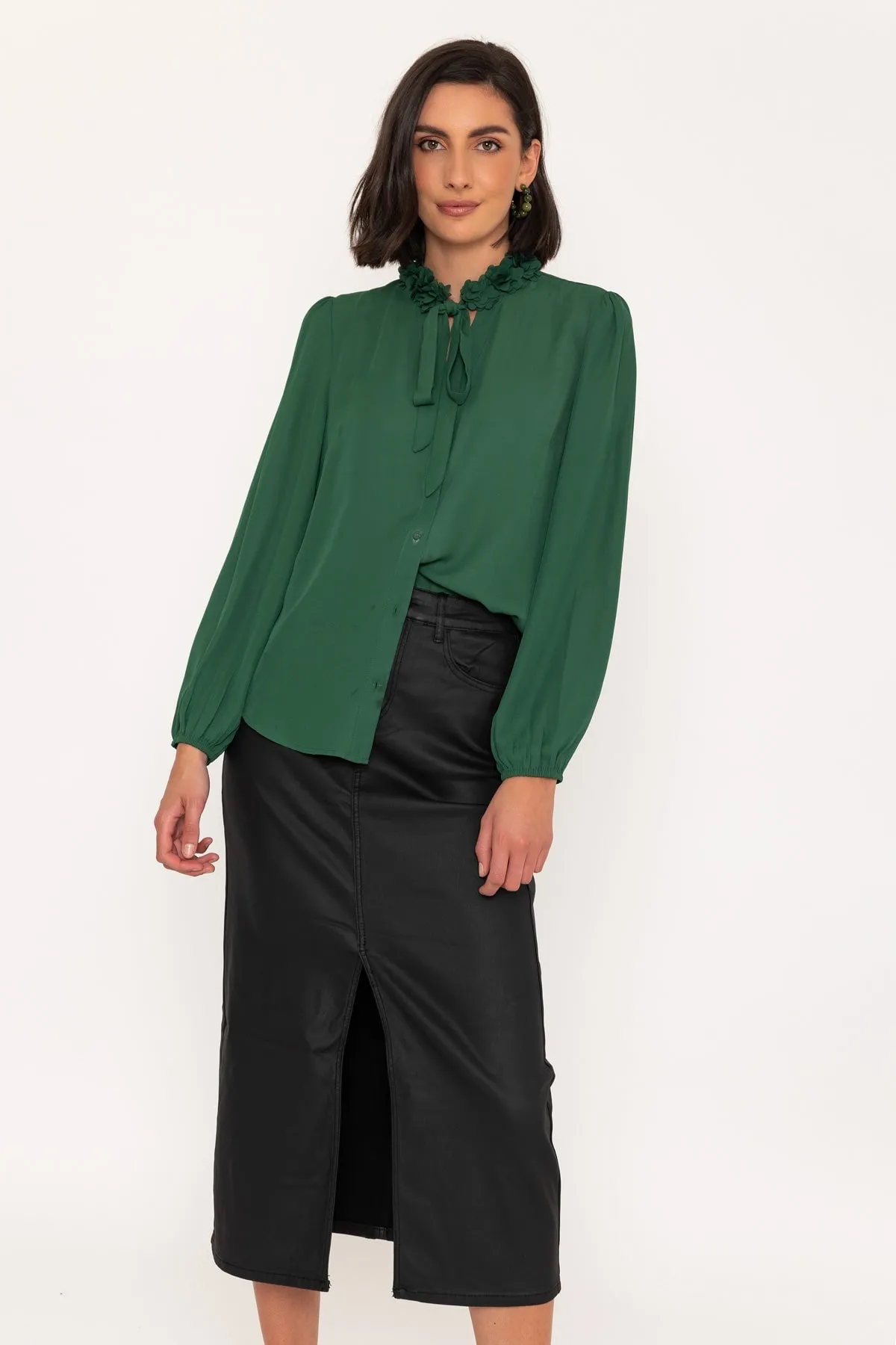 Coated Midi Skirt in Black