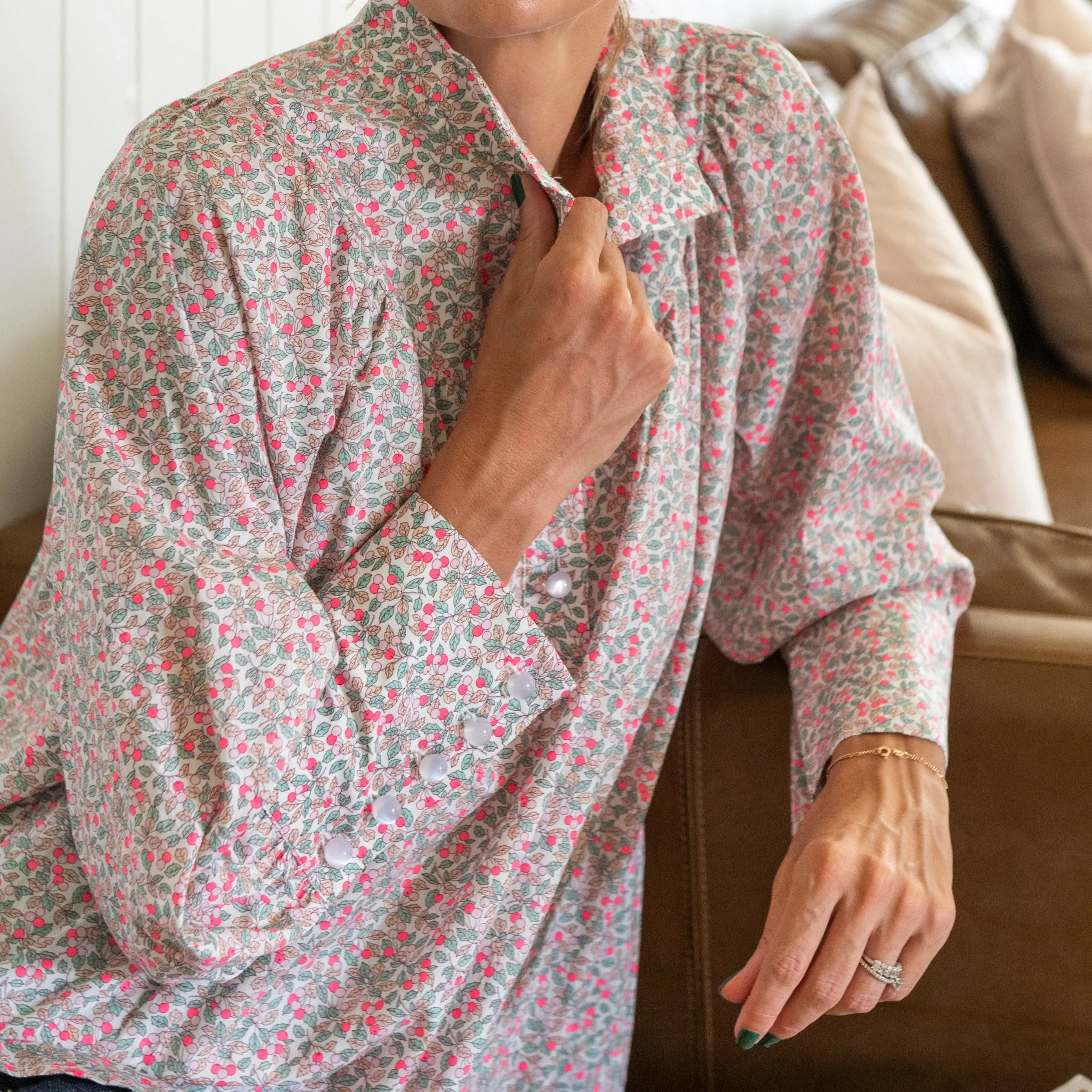 'Colleens Orchard' Liberty Fabrics Stand Collared Blouse