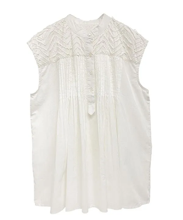 Cotton Voile Sleeveless Blouse with Tucks and Tapes 25S487 [Expected to arrive in May].