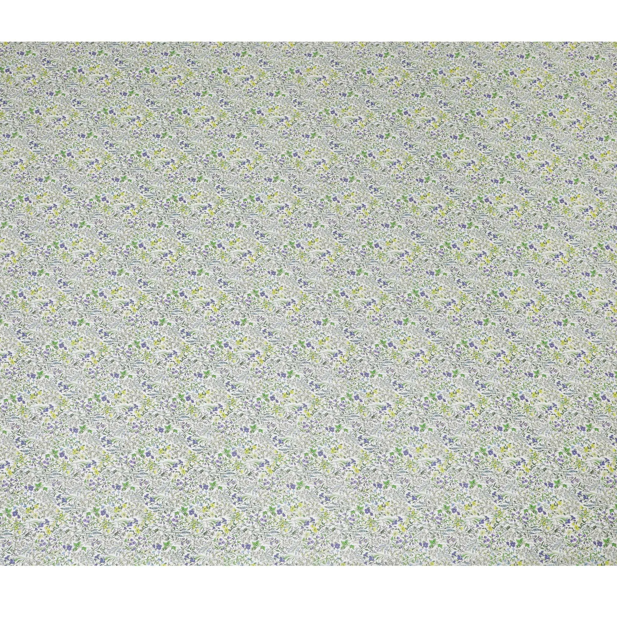 Delicate White Floral Cotton Lawn Fabric with Yellow and Purple Blossoms, 110 cm Wide, Japanese Design-D19555