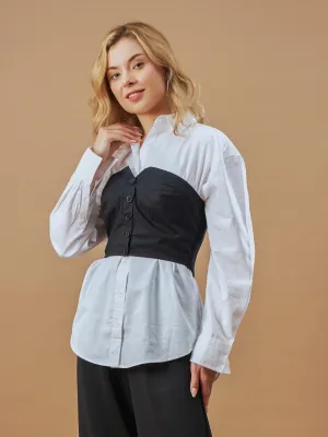 Dixie Black & White Stylish Shirt-Corset Set
